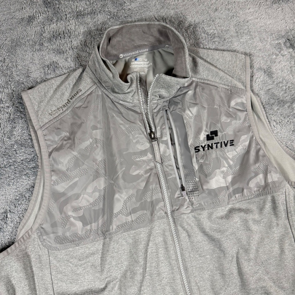 Vineyard Vines On the Go Fairhaven Vest Performance Full ZIp Gray‎ Mens XXL